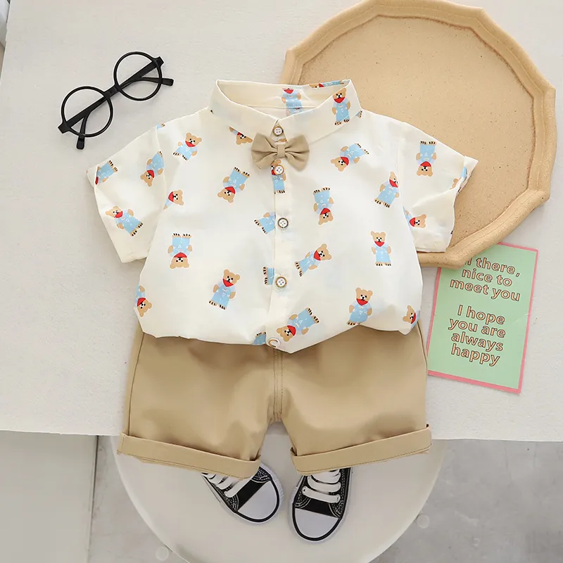 Summer 2023 Baby Boy Girl Clothes Set With Bow Tie Shirt And Shirt And Shorts Set Outfit For Boys And Girls From Angel childhood 11.56 DHgate.Com