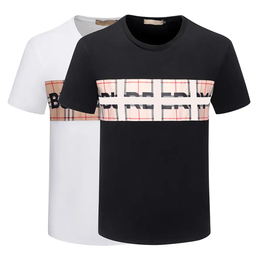 T-shirt da uomo colore bianco e nero a righe scozzesi marca sito ufficiale lo stesso 100% cotone traspirante resistente alle pieghe uomo e donna