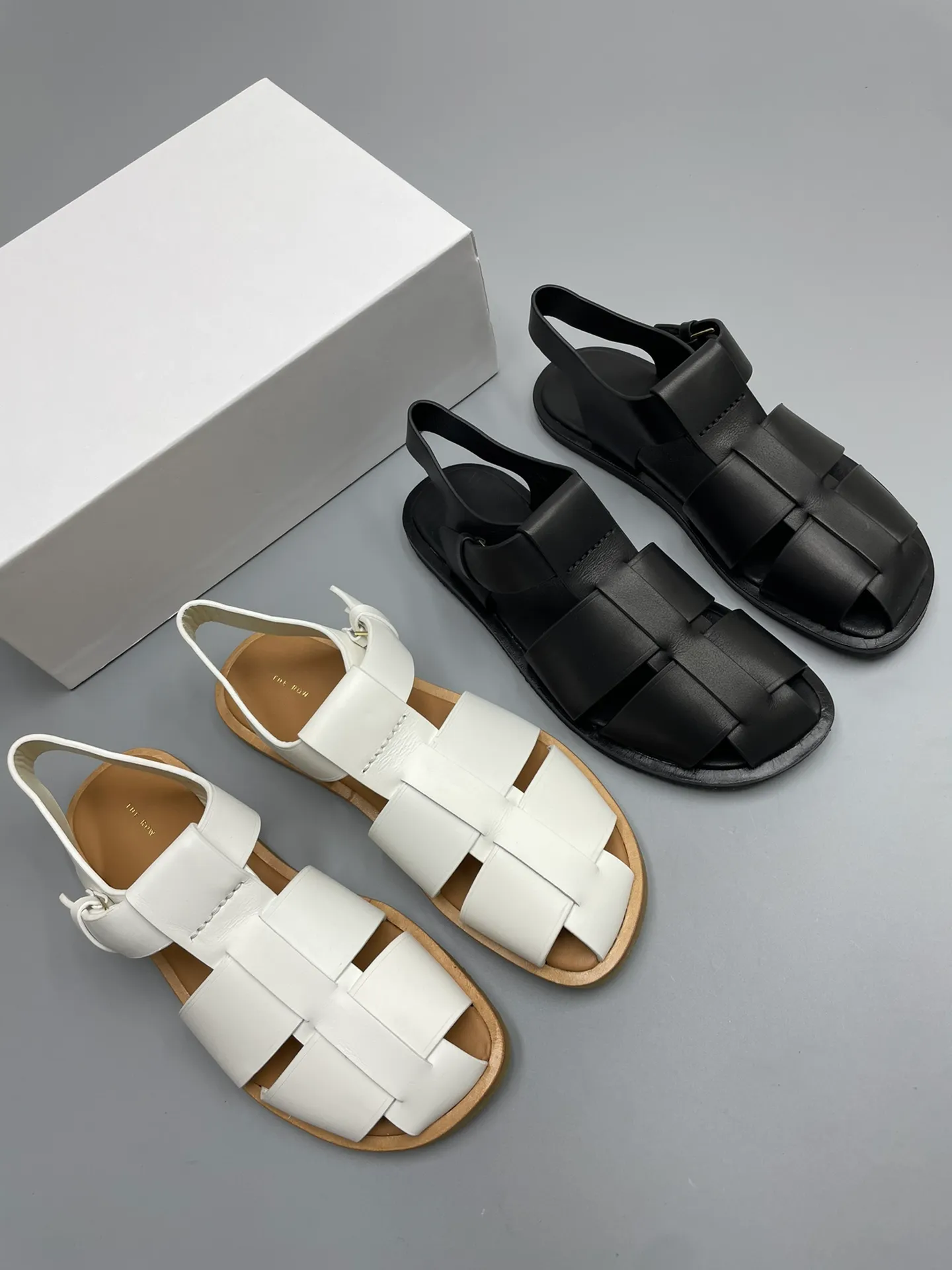 Row Fisherman Woven Leather Sandals For Women Genuine Roman