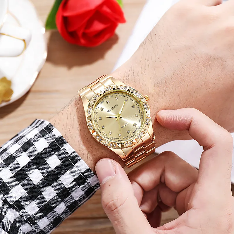 Lady Gold Diamond Business Fashion Waterproof Quartz Women Wristwatches Manufacturers Directly Supply Diamond Inlaid Watches