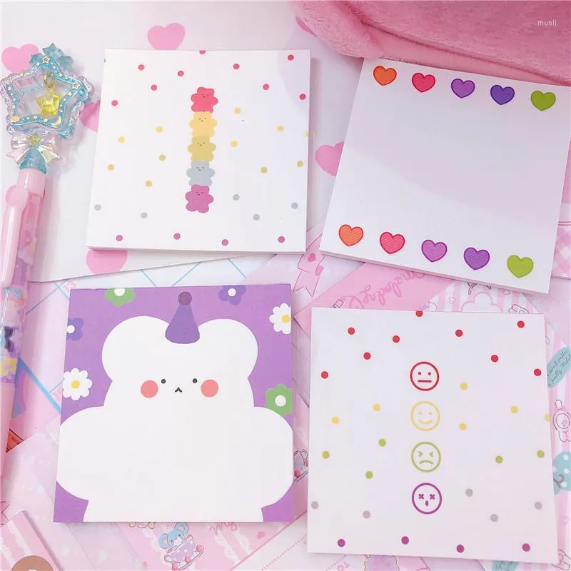 Present Wrap Cute Bear Cartoon Portable Memo Pad Sticky Notes Paper Notebook Stationary Office School Supplies