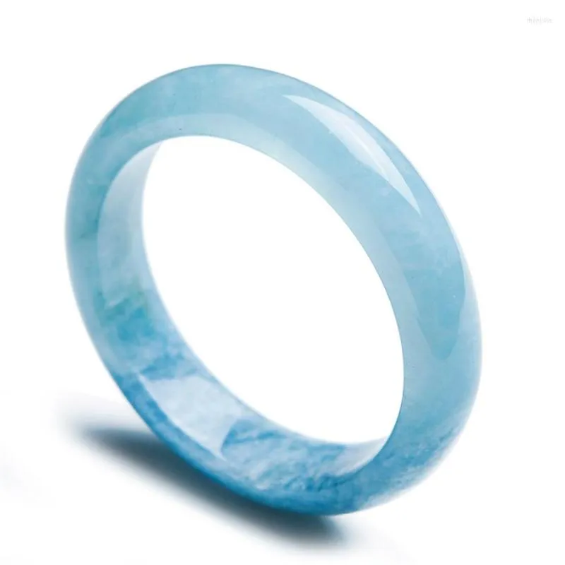 Bangle Genuine Blue Transparent Round Natural Stone Women Lady Charm Bracelets Inner Diameter 57mm