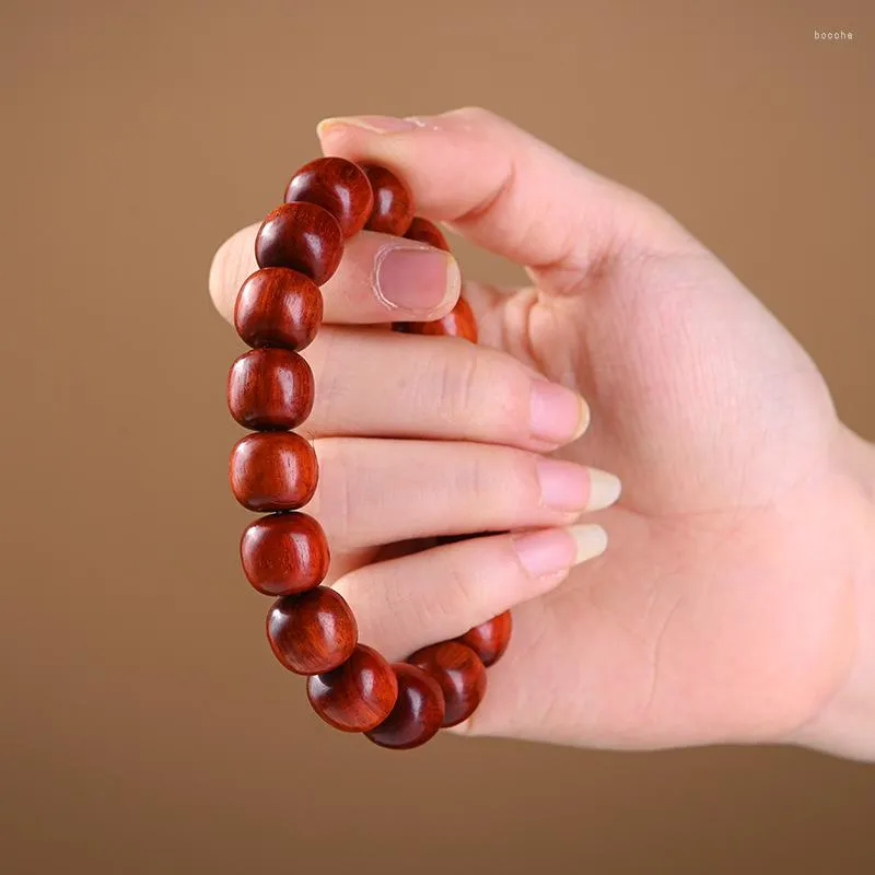 Strand Red Sandalwood Old Type Beads Wooden Buddha Bracelet Bucket Single Loop Stationery Jewelry Gifts