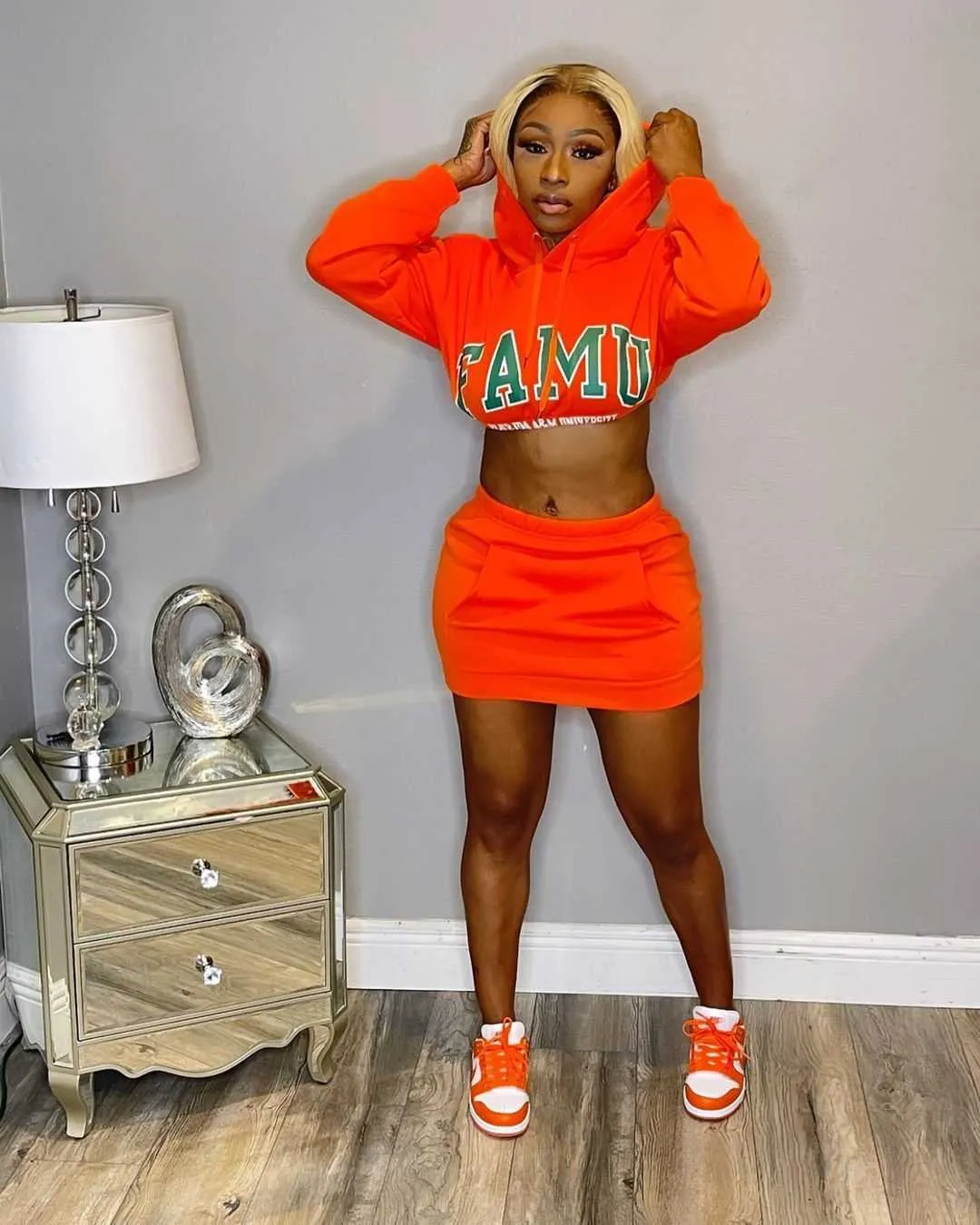 2022 Spring Womens Skirt Outfit Sweatshirt Set With Letter Print