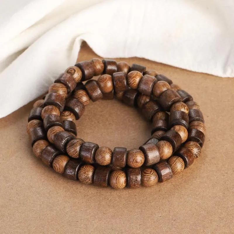 Collane con ciondolo Cilindro etnico e collana di perline di legno rotonde per donne e uomini fatte a mano da 8 mm perline yoga meditazione in legno_voghion.com