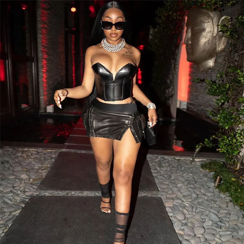 2 piece leather outfit discount
