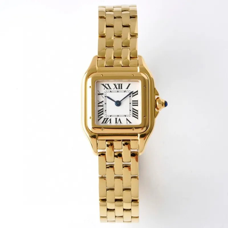 Oglądaj wysokiej jakości zegarek dla kobiet Elegancki zegarek 22 mm Square Watch Classic Gold Gold Watch Casual Quartz Ruch Roman Digital Watch Smart Watch Watch Watch Watch