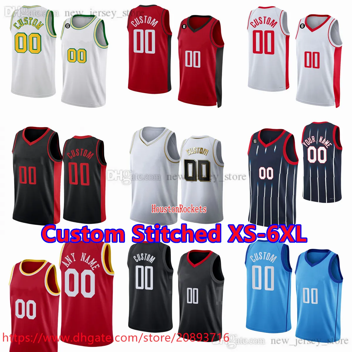 Custom Stitched XS-6XL Basketball Jersey 4 JalenGreen 10 JabariSmith Jr. 17 TariEason 28 AlperenSengun 16 UsmanGaruba 3 KevinPorter 9 JoshChristopher Jerseys