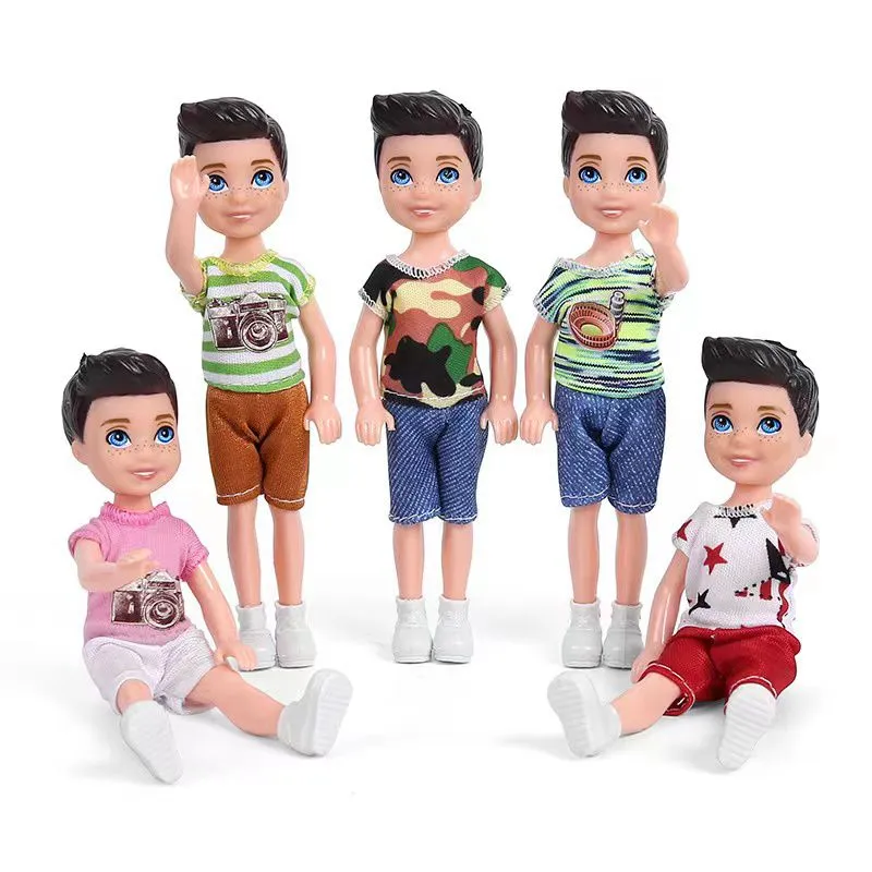 New Children's Toy Doll Mini Doll Doll Masculino Baby Kawaii Toy infantil 7 peças/lotes Sapatos de boneca vestido de moda de alta qualidade brinquedo de 5,5 polegadas boneca