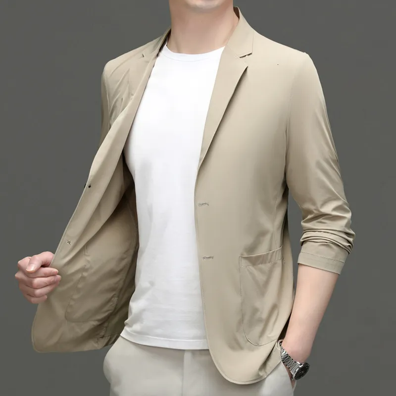 Men's Suits Blazers Summer Sun Protection Suit Men's Ice Silk Lightweight Spring and Autumn Small Suit Large Size Single Western Coat 230506