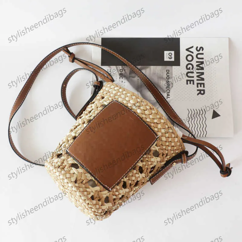 stylisheendibags Evening Bags New Summer Hollow Cylinder Women's Bag Oblique Cross One Shoulder Women's Bag Cute Mini Bucket Bag Woven Women's Bag