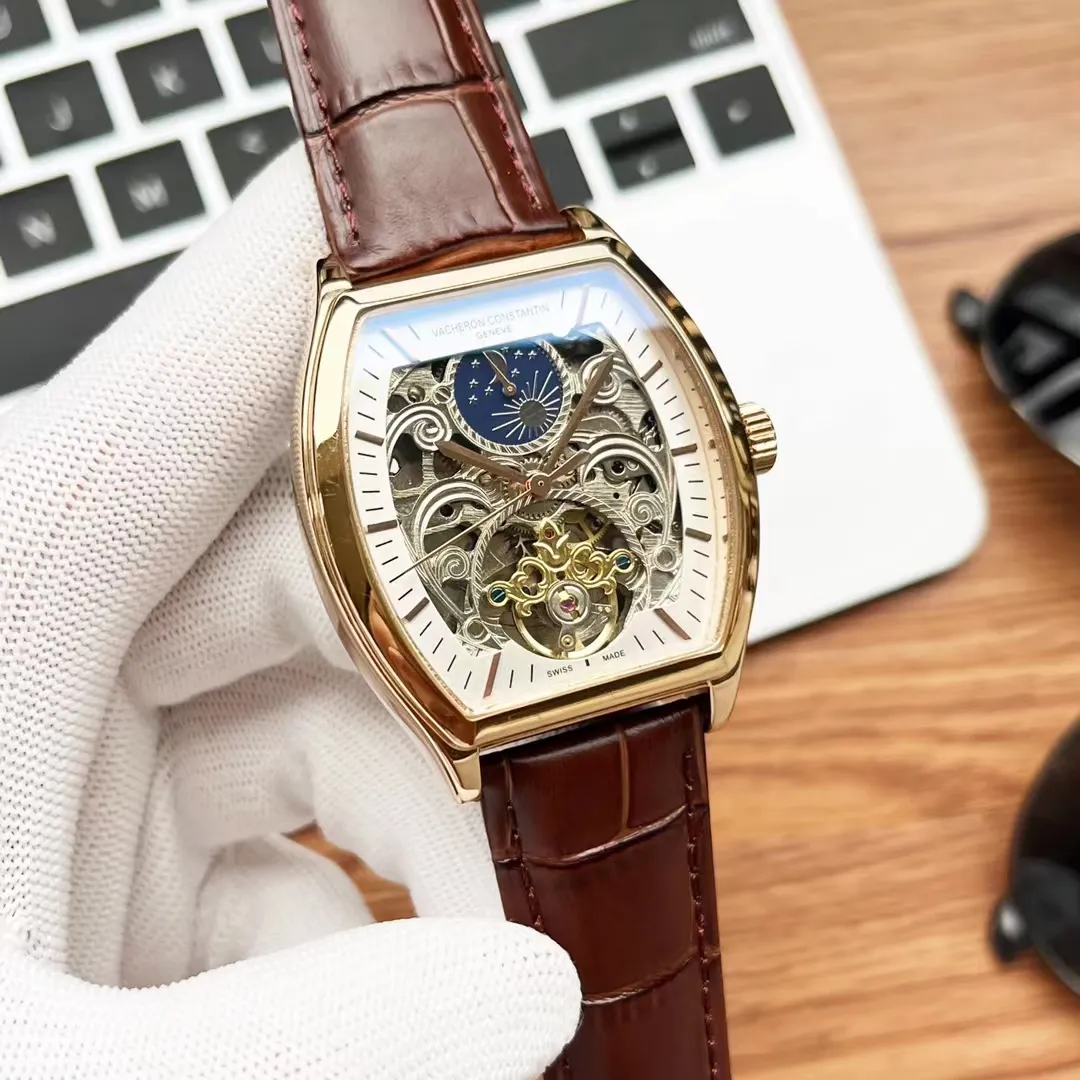 DHgate Vacherx Constantins Stainless Brand Watch Mens Highquality Steel Body Strap Optional Barreltype Hollowedout Machinery for Leisure Business Price Affordable Wat Watches