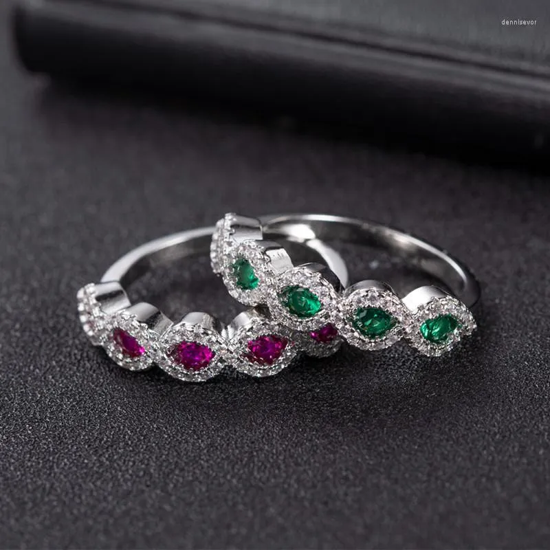 Clusterringen Diwenfu S925 Sterling Silver Ruby Jewelry edelstenen ring voor dames Bohemia trouwringen 925 Groene topaz