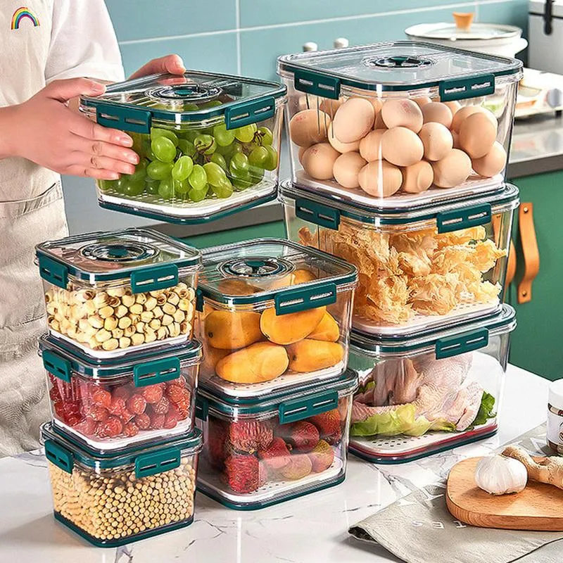 Organisation Kitchen Storage Food Organizer 3 st container Pet Seal Stable Curs Kylskåp Highcapacity Fresh Eggs Vegetabiliska fruktförvaringslåda