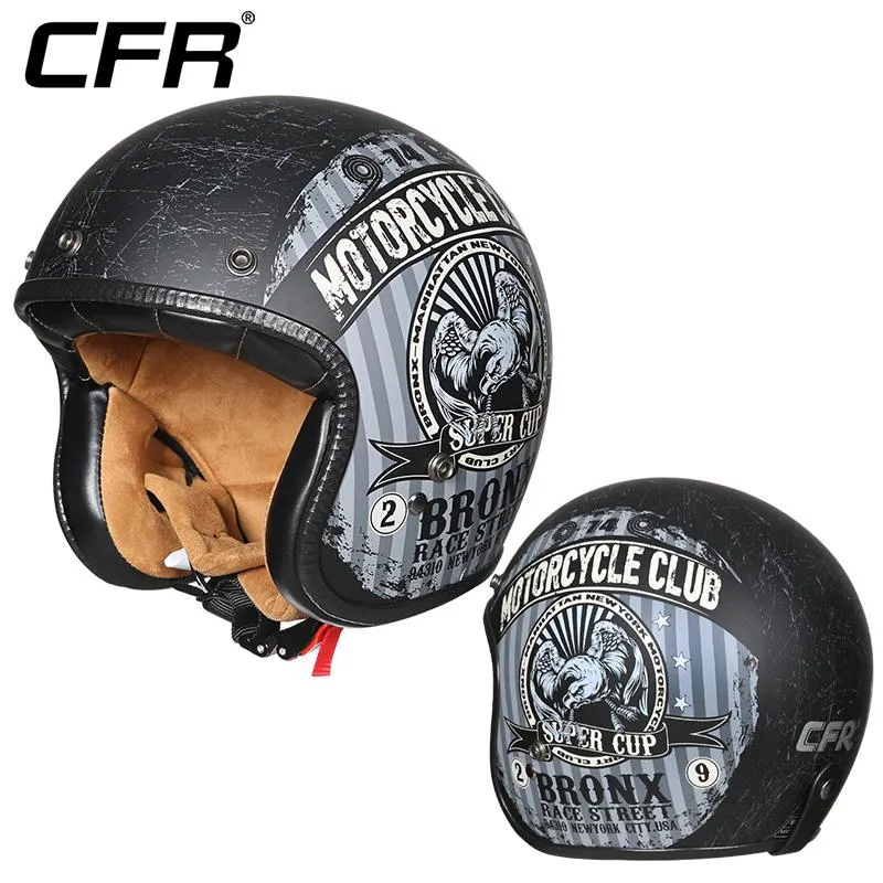 خوذات الدراجات النارية CFR كبيرة الحجم 4XL Retro Four Seasons Helmet Men's Summer Half Half Women’s Knight