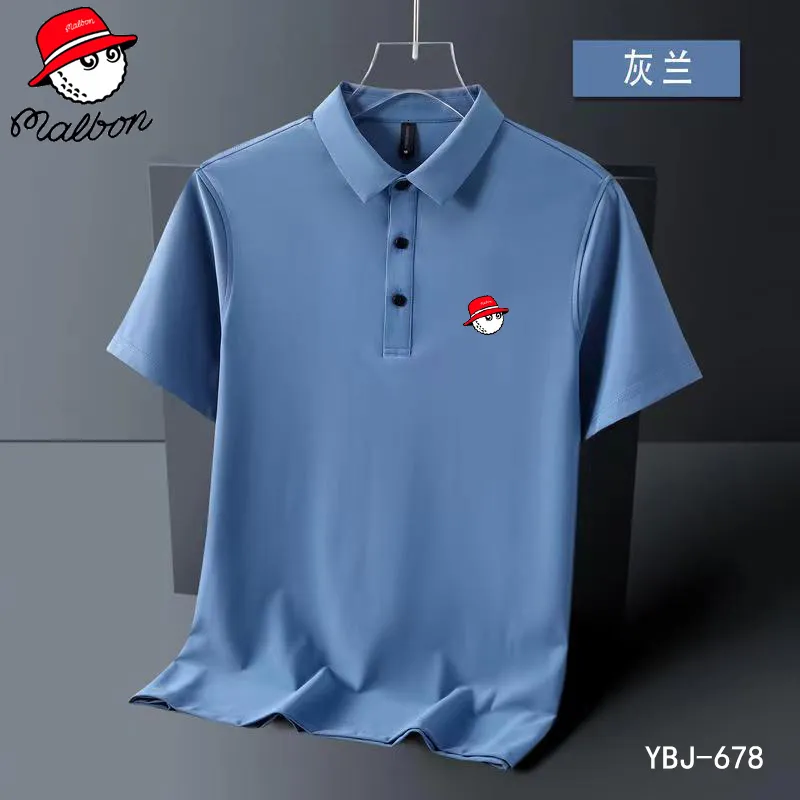 Polos de golf de golf malbon imprime d'été t-shirt malbon polo hommes de haute qualité à manches courtes masculines respirant top 65