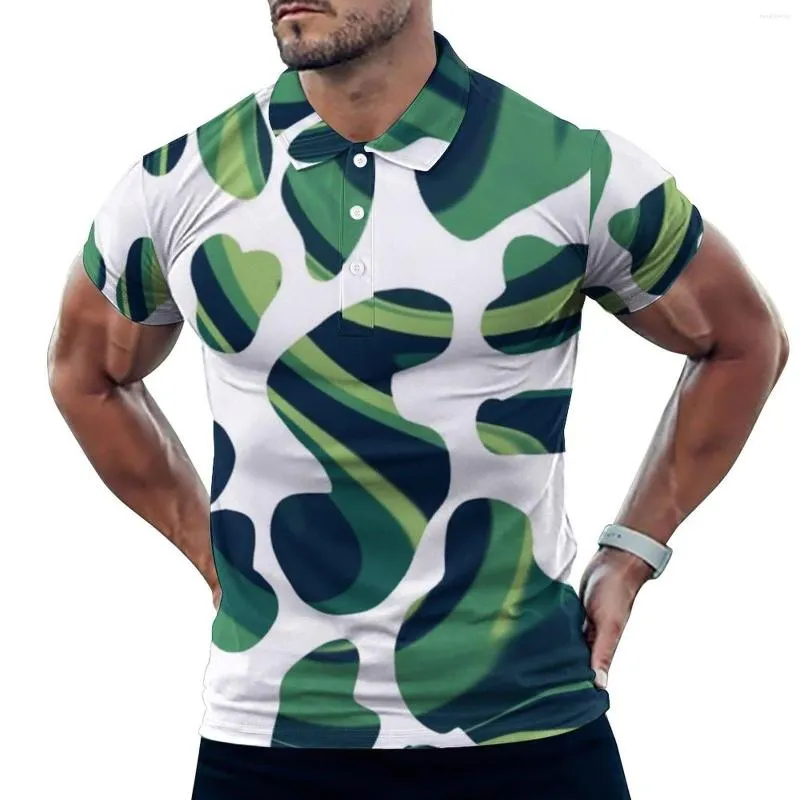 Erkek Polos Yeşil SweL inek Baskı Polo Gömlek Erkek Hayvan Grafik Cilt Gündelik Gömlek Günü Şık Yaka T-Shirts Tasarım Büyük Boy Giysiler