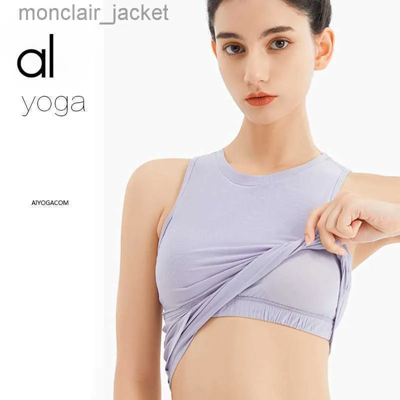 Desginer Alo Yoga Tops Sports Tank Top Rib Fabric Chest Pads Fitness Bram Slim Fit Top for Outdoor Outwear