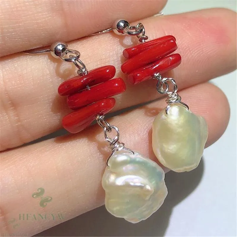 Dangle Earrings 13-14mm Natural Baroque Freshwater Pearl Accessories Light Pendant Mesmerizing Earbob