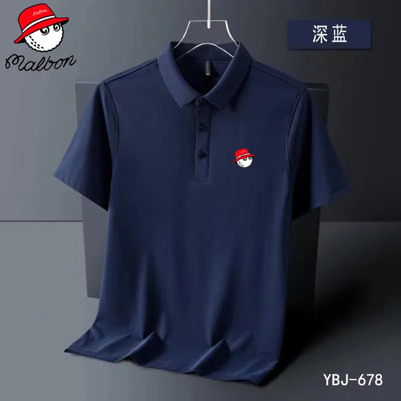 MALKON GOLF MEN'S POLOS SUMME IMPRESSION MALBON T-shirt Polo Men Homme de haute qualité à manches courtes à manches courtes respirantes.