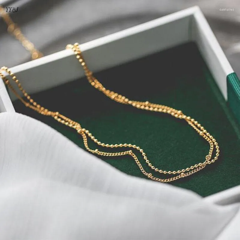Correntes contas finas Colar em camadas de corrente para mulheres de aço inoxidável jóias minimalistas de jóias elegantes elegantes