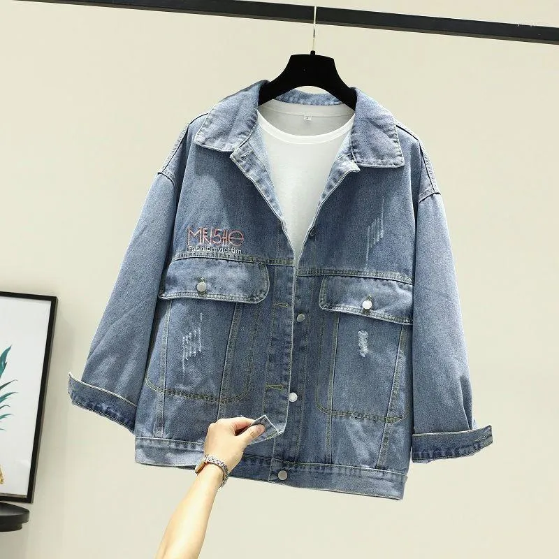 Jackets femininos zouxo casual jaqueta jeans feminino estilo coreano solto bf jeans rasgado