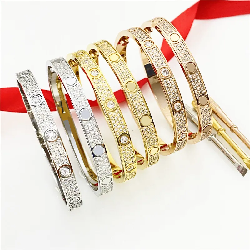 Goldarmband Herren Schraubarmbänder Desinger Schmuck für Frau Luxus Armreif Design silbrig Edelstahl Diamant Liebe Armreifen Hochzeit Verlobung Partygeschenke