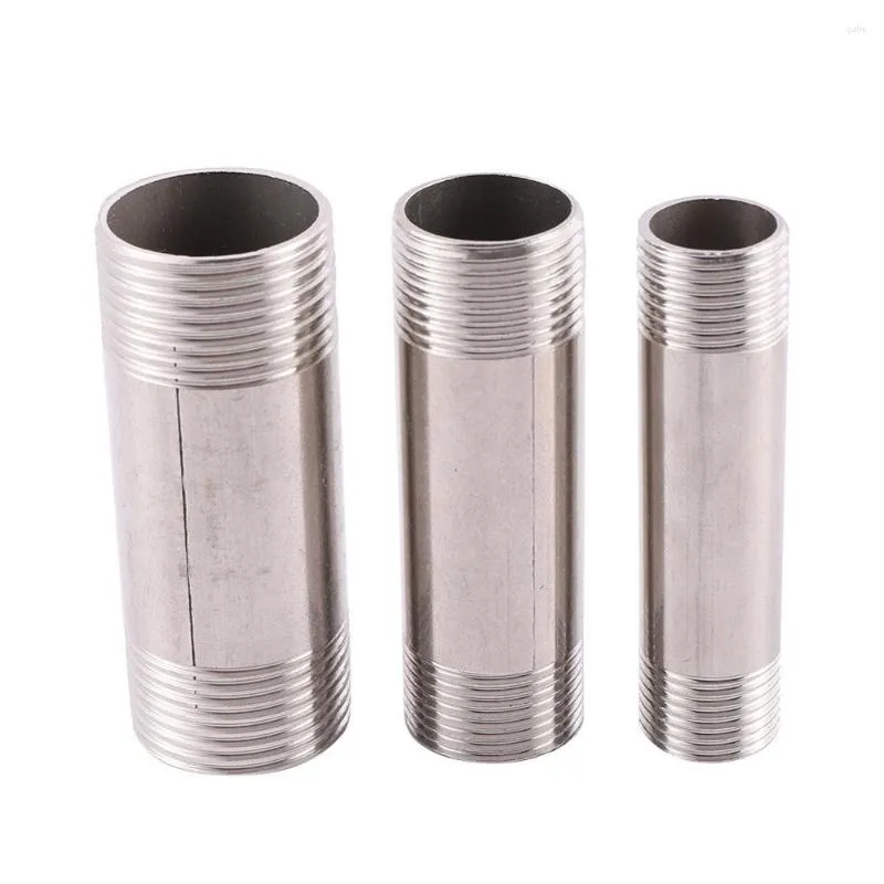 Watering Equipments 8cm Length 304 Stainless Steel Pipe Garden Greenhouse Water Connector 1/2" 3/4" 1" External Thread Shower