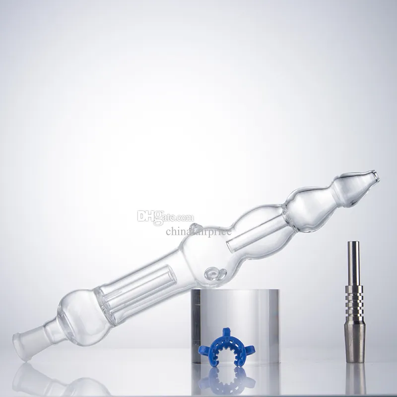 ChinaFairPrice CSYC NC013 Rookbuizen Dab Rig Glass Bong 14mm Keramische Tip Quartz Banger Nail Ongeveer 10,7 inch buis Clear Calabash Style In-Line Water Bubbler Bong