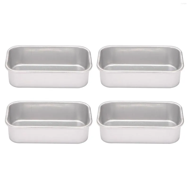 Baking Moulds 4Pcs Aluminum Alloy Loaf Tin Rectangular Non-Stick Bread Mould Pans Tools Kitchen Dining Bar Supplies