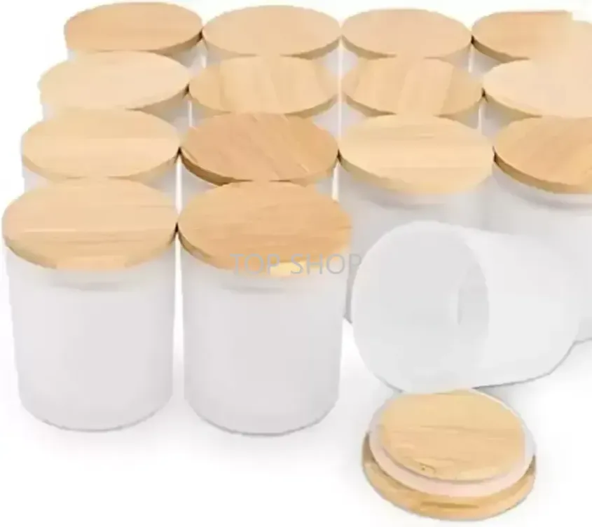 6oz Sublimation Blanks Glass Candle Jar With Bamboo lids Sublimation Glass Beer Mugs for Making Candles Candle Tins Candle Containers DIY FY5724