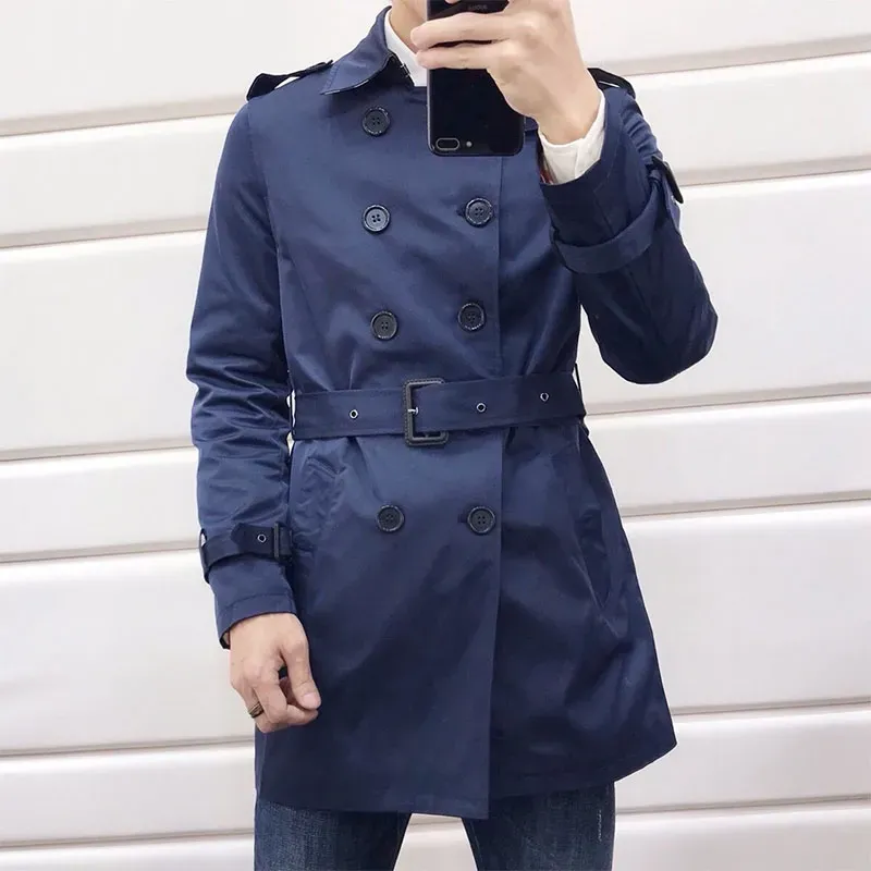 Mens navy raincoat slim fit sales
