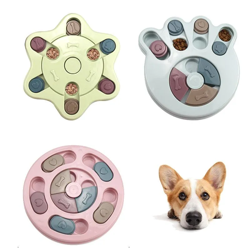 Bol interactif pour chien et chat, alimentation lente, plateau tournant, jouet éducatif pour animaux de compagnie, vaisselle anti-étouffement, assiette à lécher pour chien