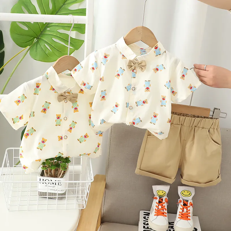 Summer 2023 Baby Boy Girl Clothes Set With Bow Tie Shirt And Shirt And Shorts Set Outfit For Boys And Girls From Angel childhood 11.56 DHgate.Com