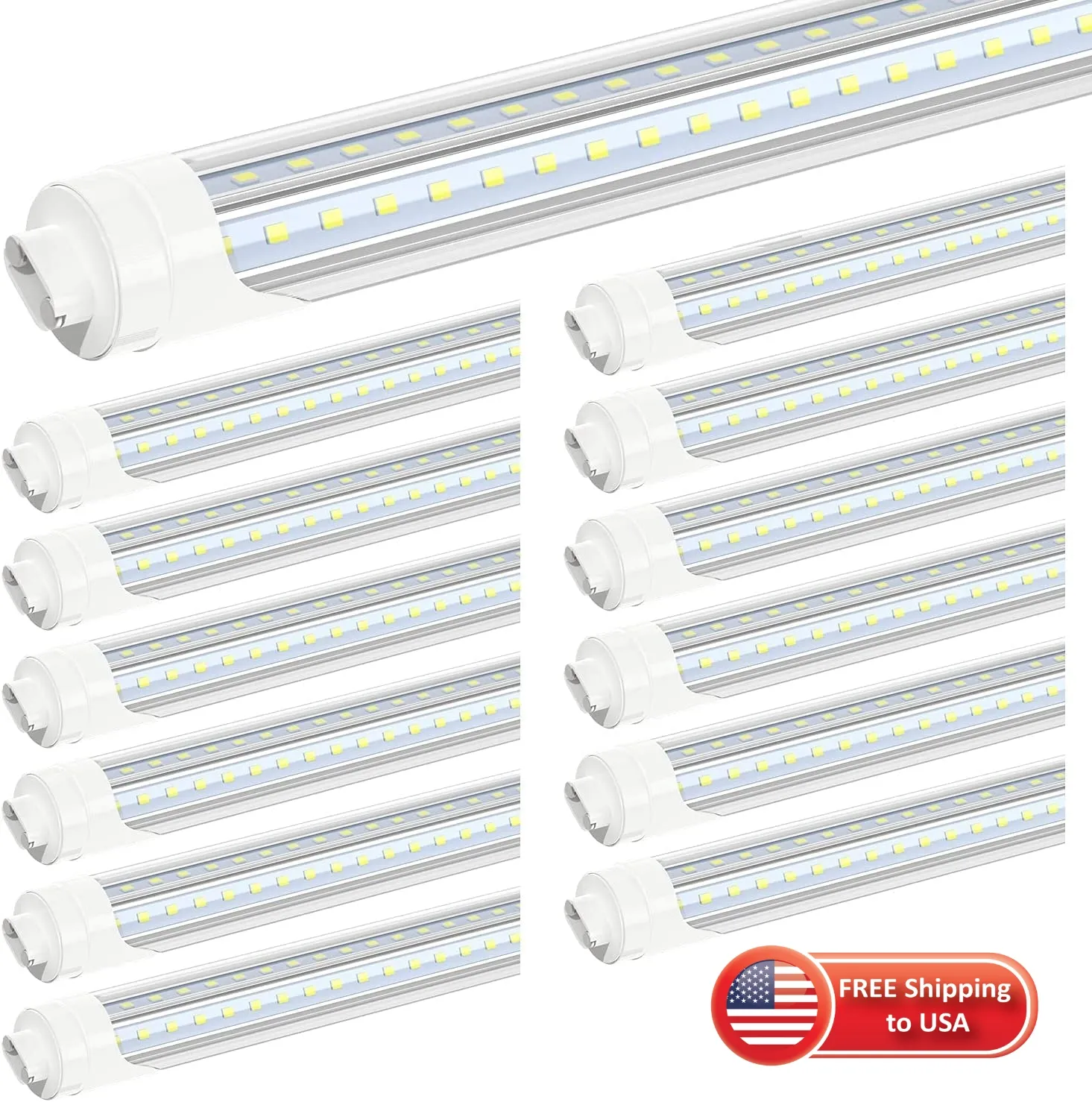 r17d 8ft 'V Cooler Lighting 4ft 5ft 6ft 8ft T8 Tube Light Lampada fluorescente a LED ad alto lumen AC85-265V F96T12/DW/HO, sostituzione T8/T10/T12