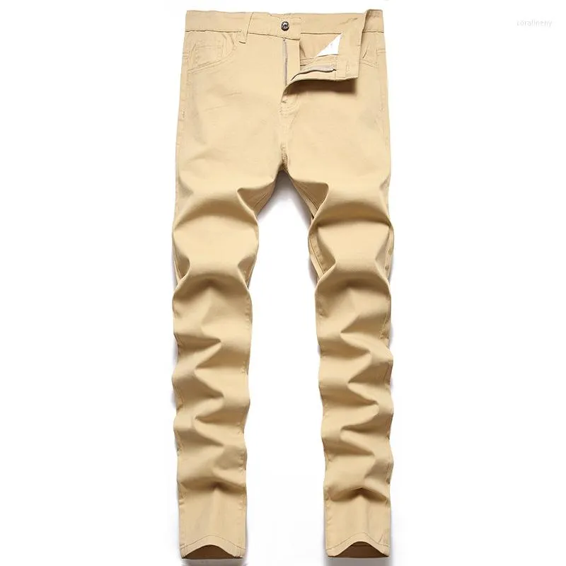 Men's Jeans 2023 Casual Pants Men's Large Size Solid Trousers Slim Elastic Formal Business Daily Khaki White Black Green Blue