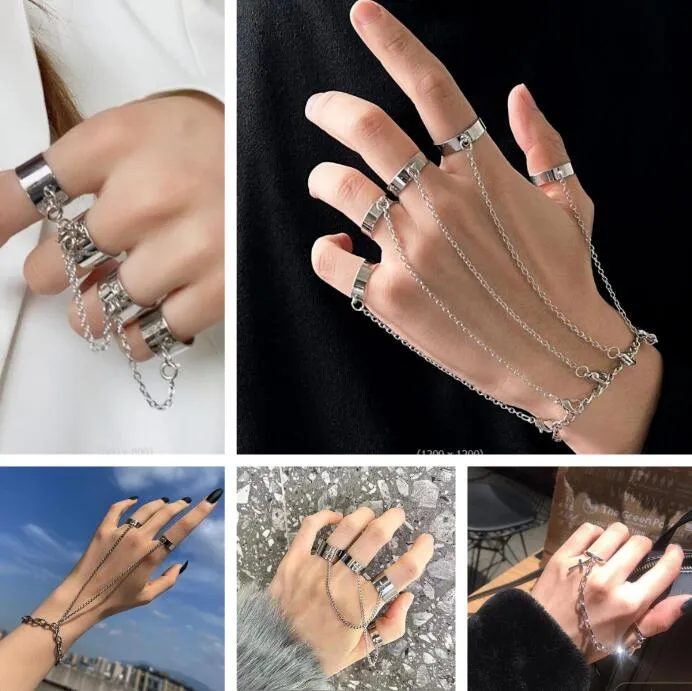 Chain Bracelet Ring One Piece Ring Men's and Women's Hip Hop Punk Ring