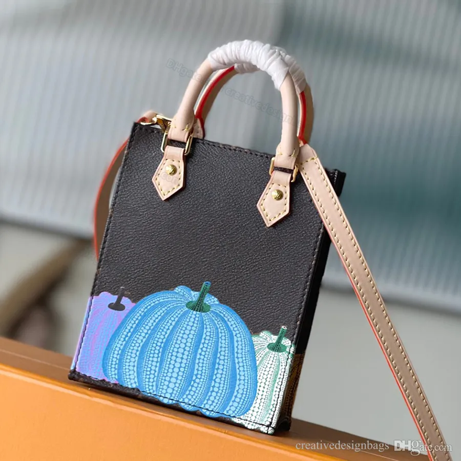 7A Totes Schoudertas Crossbody MrrorPocket Petit Sac Plat Pumpkin Gradient Mini Tote Spring In The City Canvas Leer YK Bladmuziek Mode Handtas Shopper L337