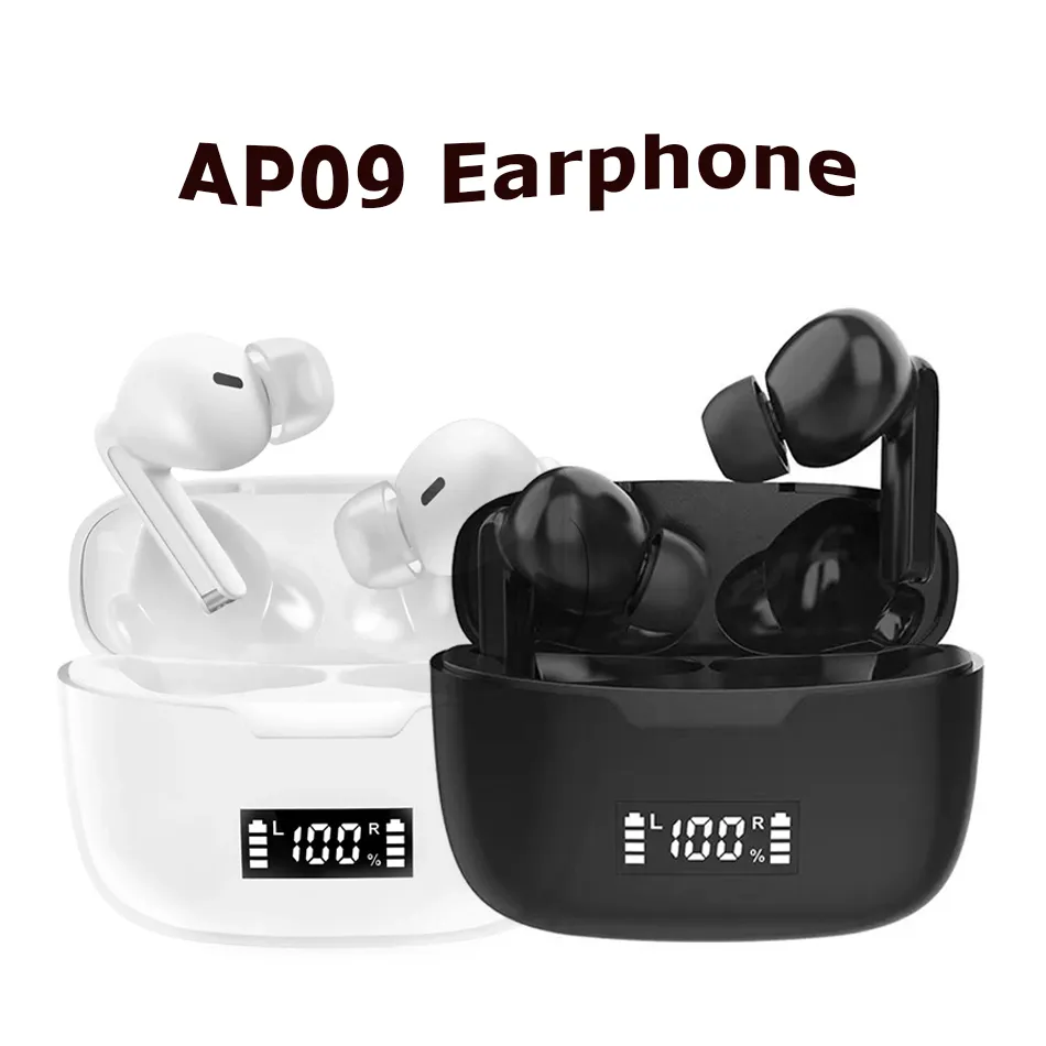 AP09 TWS Casque sans fil HD Stéréo Bluetooth Écouteurs Accessoires de téléphone portable Antibruit Écouteurs de sport Casques de jeu avec micro dans une boîte de vente au détail