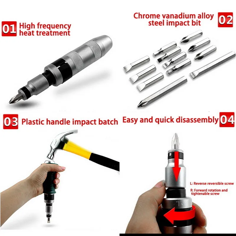 thumbnail image 2 of Impact Screwdriver Set: Heavy Duty Impact Screwdriver Tool Set With Rust Screw Extractor For Stubborn Screws From Kong08, $33.65 2 of 9
