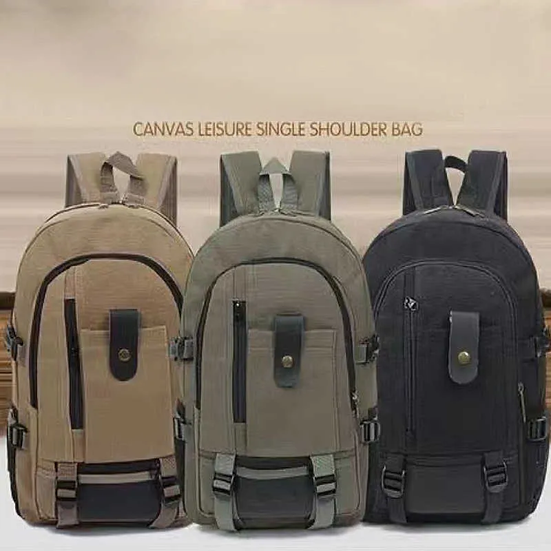 Backpacking Packs 2023 New Mountaineering Bag Stor kapacitet Ryggsäck för män Canvas High School ryggsäckar utomhus res camping väska datorpåse p230508
