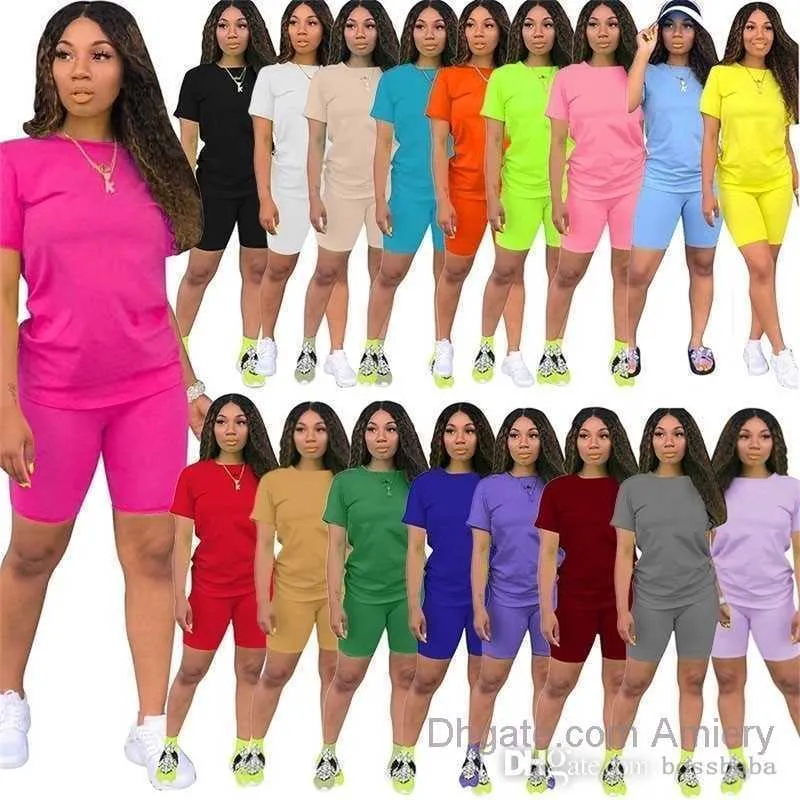 مصممة نساء الملابس المسارات القمصان الموضة سراويل قصيرة غير رسمية الصيف بالإضافة إلى الحجم 3XL 4XL Tracksuit Solid Suitsuit T-Shirt Shirts Cotton 2 قطعة قطعة