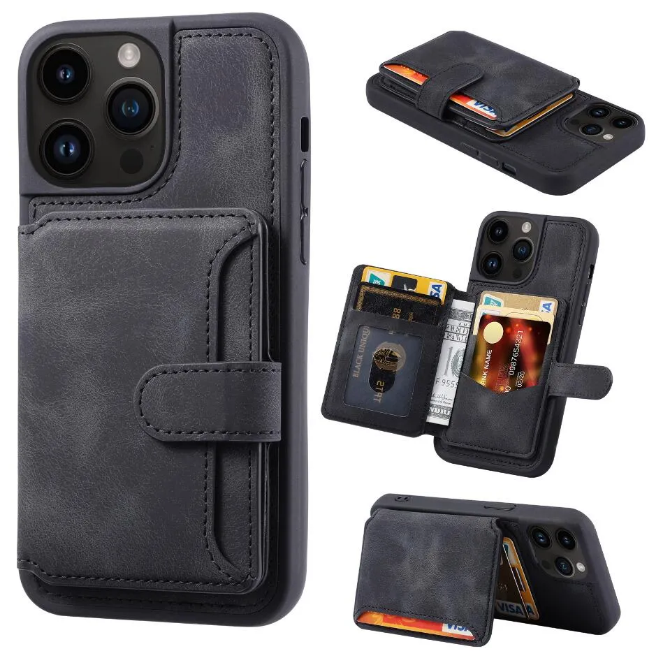 Phone case wallet for iphone 14 pro plus Samsung Galaxy S22 Ultra with RFID Blocking Leather Wallet case Credit Card Holder