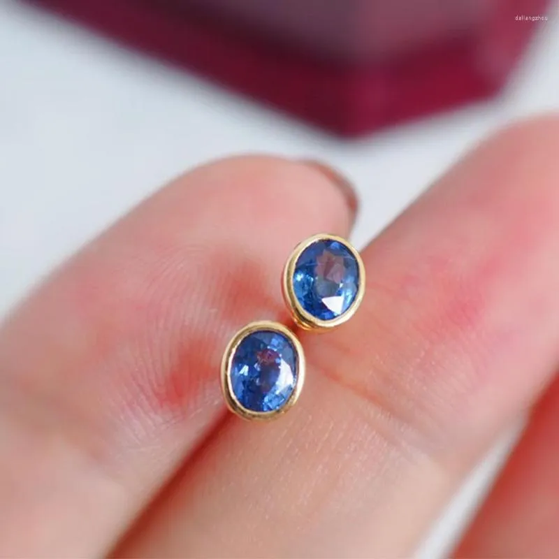 Stud Earrings WPB S925 Sterling Silver Women Oval Blue Diamond Sparkling Jewelry For Girls' Holiday Gift Party