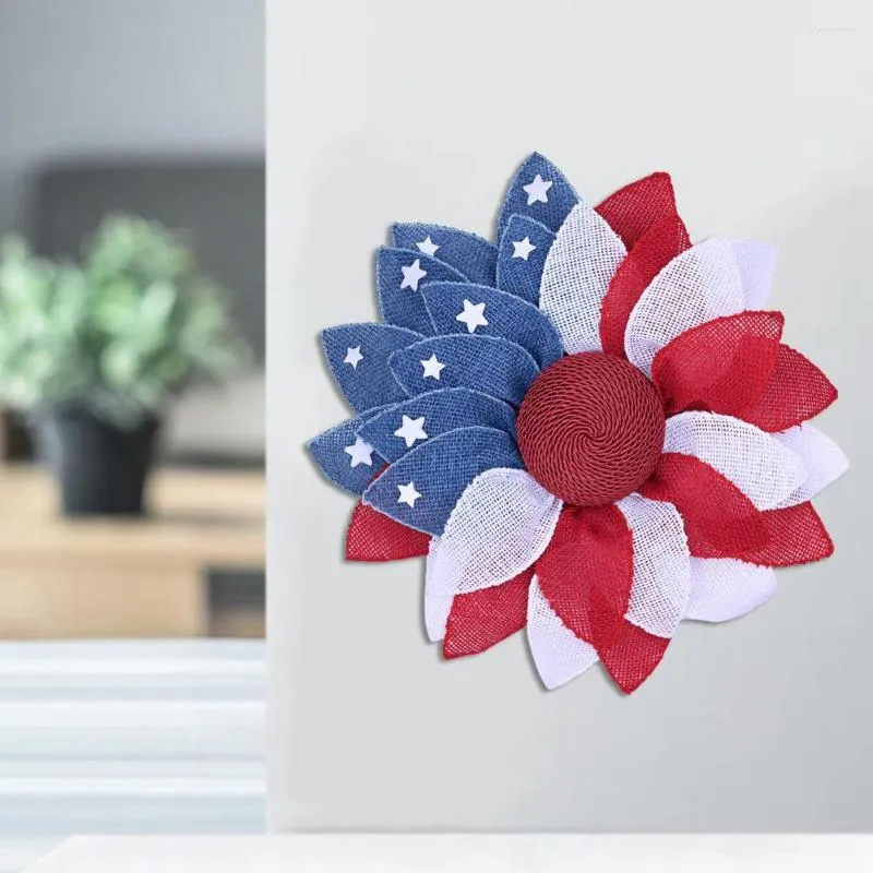 Flores decorativas Porta da frente grinalda fácil de pendurar guirlanda artificial pingente patriótico atraente placa de boas -vindas