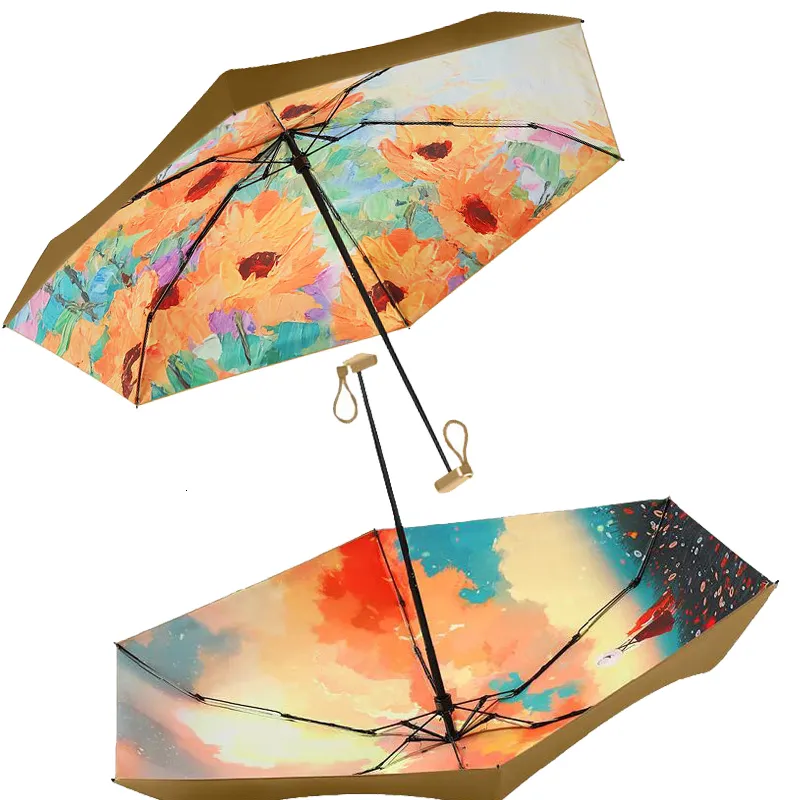 Parasol parasolowy mini parasol mini parasol przeciw UV sześć składane parasol małe deszcz Kobiety ochrona przed słońcem Paraguas przenośna na prezenty podróży 230508