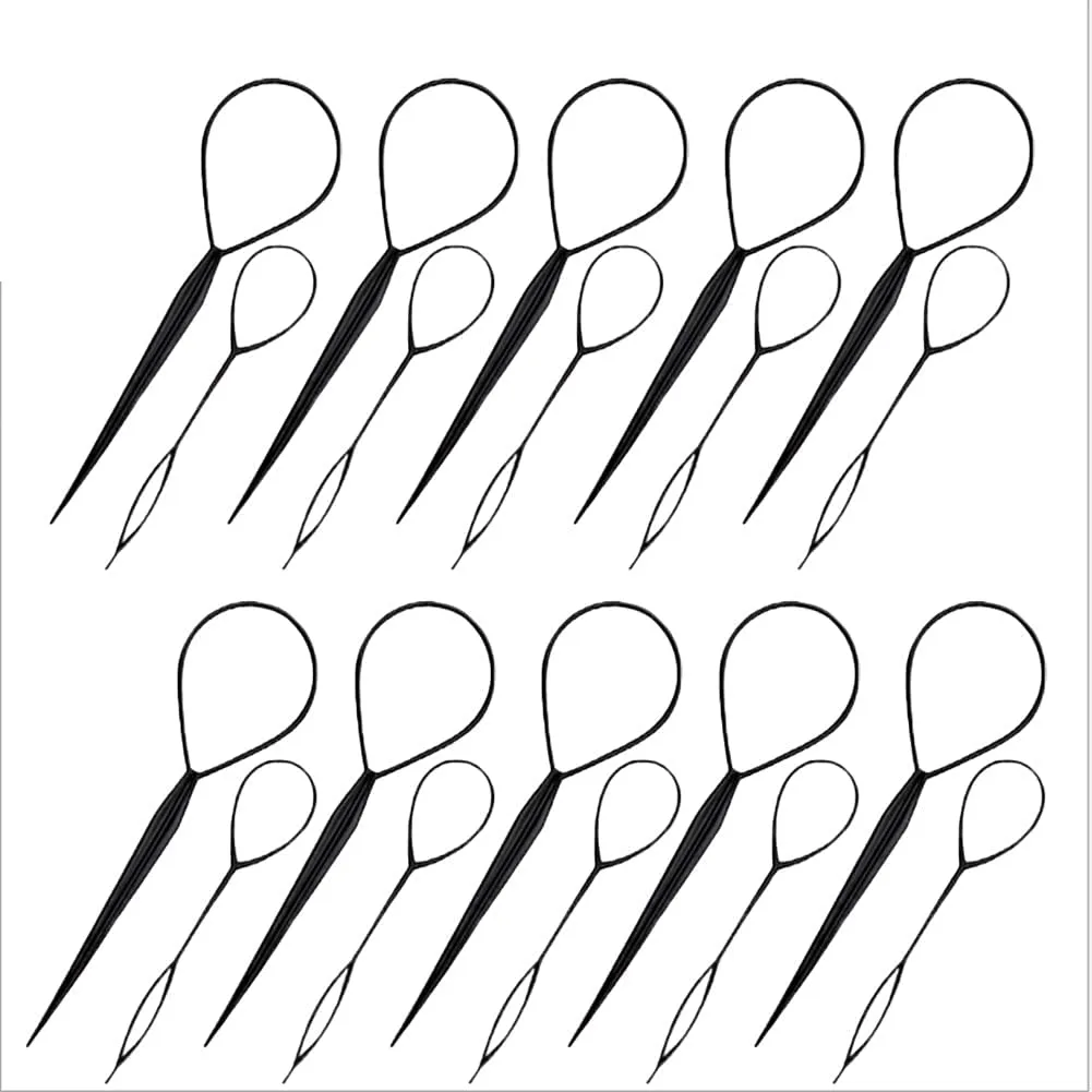 10 paren Haarstaartgereedschap Haar Braid Accessories Fraid Tool Loop voor haarstyling 20 stks Zwarte kleur