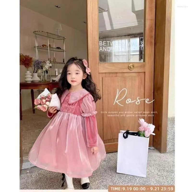 소녀 드레스 봄 가을 아이 유아 유아 자수 공주 핑크 투투 파티 옷 따뜻한 반짝이는 퍼프 슬리브 아이