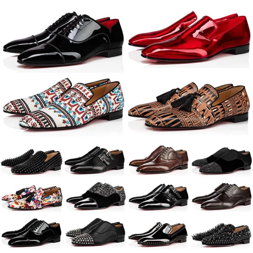 2023 Avec Boîte Designer Chaussures Habillées Hommes Bout Pointu En Daim Noir En Cuir Verni Rivets Paillettes Mocassins Hommes Mode Hommes De Luxe Baskets Partie Mariage Chaussure Bureau 38-47