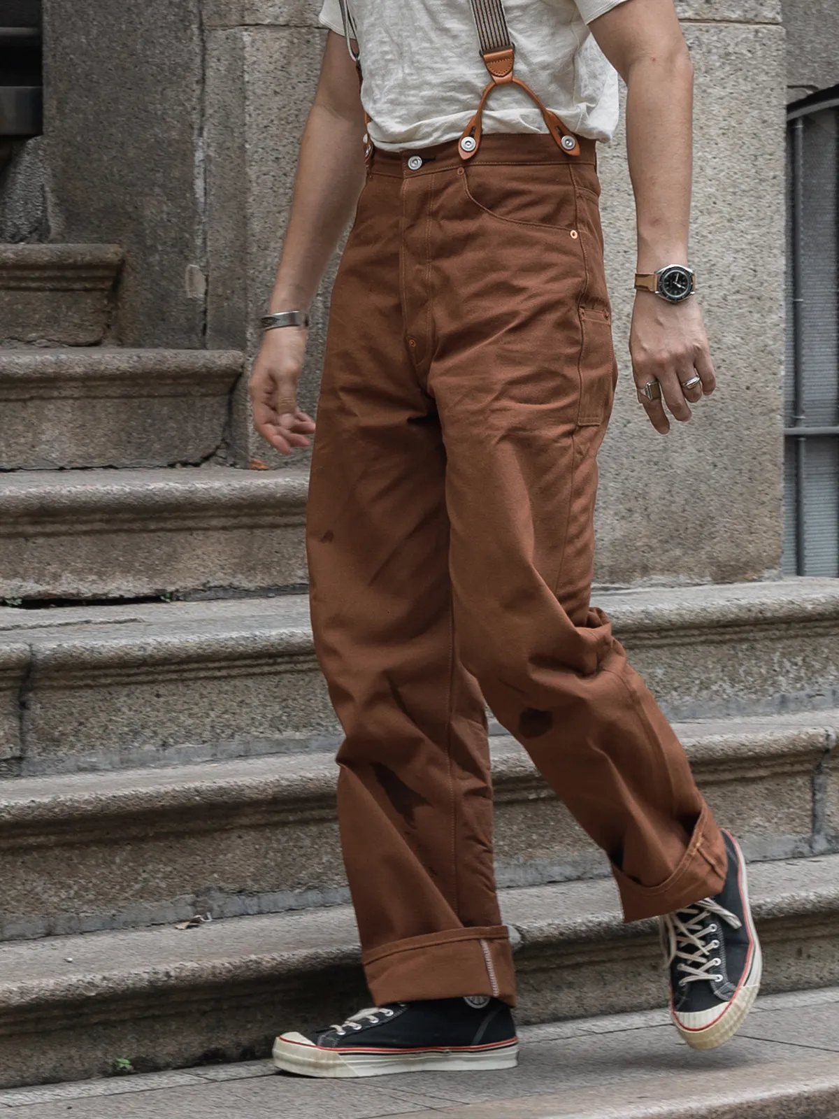 Męskie spodnie Bronson 1873 Duck Canvas Work Pants Gold Rush Vintage Workear Moders Brown 230508